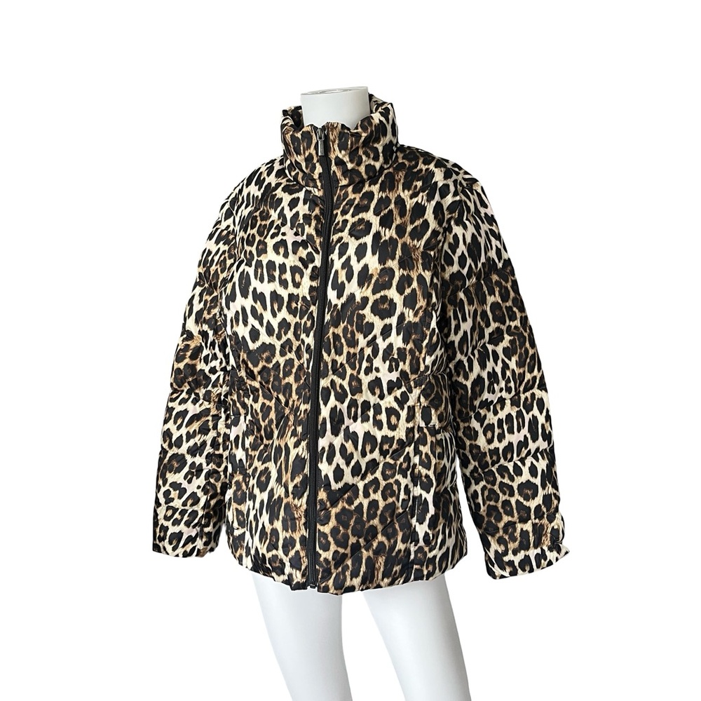 NEW Lands End Down Jacket Animal Print Puffer 600 Fill Womens Size Medium